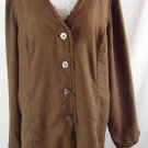 J.JILL 2X 100% Linen Solid Brown Scalloped Trim Tie Back Long Shirt Jacket