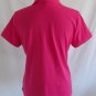 RALPH LAUREN Solid Bright Pink L Polo Shirt Top  Gold Snap Button Front