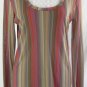 SWEET PEA STACY FRATI Top L Striped Print Pink Tan Brown Blue Long Sleeves