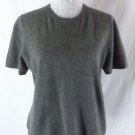 VALERIE STEVENS Sweater Top L  2 Ply 100% Cashmere Short Sleeves Crewneck Gray