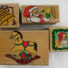 Westwater Rubber Stamp 2000 Christmas Holiday Santa Rocking Horse Bell