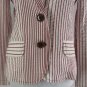 CAbi 6 Maroon Red White Striped Print Seersucker Captains Nautical Jacket Blazer