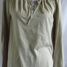 MICHAEL STARS OS One Size Solid Tan Drawstring Neckline Spun Supima Top Shirt