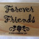 STAMPIN UP 2002 Forever Friends Hearts & Posies Rubber Mounted Stamp Swirly Font