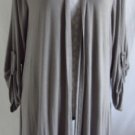 FENN WRIGHT MASON 2X Solid Gray Rayon Stretch Flared Hem Long Open Front Jacket