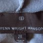 FENN WRIGHT MASON 2X Solid Gray Rayon Stretch Flared Hem Long Open Front Jacket