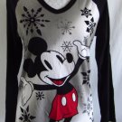 DISNEY L Mickey Mouse Snowflake Print Winter V Neck Long Sleeve Sleepshirt Top