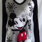 DISNEY L Mickey Mouse Snowflake Print Winter V Neck Long Sleeve Sleepshirt Top