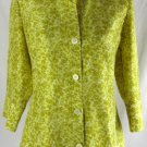 BANANA REPUBLIC Shirt M 100% Silk Green Yellow Floral Print Fitted Career