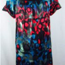 ARMANI EXCHANGE 4 XS S Silk Stretch Floral Print Red Blue Black Drop Waist Dress