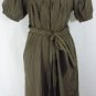BCBG MAXAZRIA M Checkered Print Brown Tan Pleated Squared Neck Shift Dress