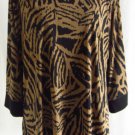 CHICOS 3 XL Black Brown Animal Print Top Tunic Wide Sleeves