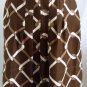 BANANA REPUBLIC Skirt 8 Brown Beige Front Pleats Geometric Chain Print