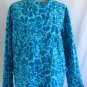 COLDWATER CREEK Jacket Blue Floral Print XL Cotton Canvas Grommet Snap Button