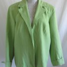 COLDWATER CREEK Solid Green Open Front Jacket Blazer XL Silk Linen Blnd