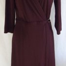 LAPIS L Solid Dark Red Wrap Dress V Neck Polyester Spandex Blend