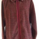WOOLRICH Womens XL Black Cherry Zip Front Multi-Colored Striped Fleece Jacket