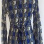 SWEET PEA Stacy Frati L Blue Black Geometric Print Empire Waist Surplice Top