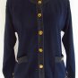URBAN WOOL Merino Collection M Navy Blue Gray Crest Buttons Sweater Cardigan