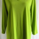 CHICOS DESIGN 3 XL Solid Green Nylon Stretch V Neck Top Shirt Heavy Knit
