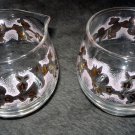 Vintage LIBBEY Glass Creamer Set Pink and Gold Leaf Libby Retro Mid Century
