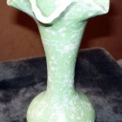 Vintage 50's Shawnee Pottery 9" Ruffle Top Vase Mint Green White Drizzle 2512
