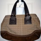 COACH F10928 Brown Tote Shoulder Bag Canvas Leather Straps