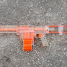Nerf N Strike clear Recon CS-6 w extended barrel butt stock & sm drum preown