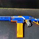 Nerf motorized blue Stryfe w blue retaliator barrel extension shoulder stock