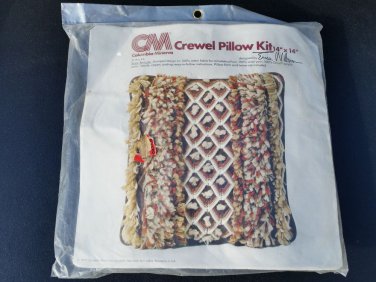vintage Columbia Minerva Spicy Textures crewel pillow kit 14" x 14" Erica Wilson