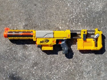 G Nerf N Strike Recon CS-6 with extend barrel butt stock & 2 clips preown workin