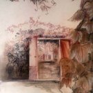 Drawing 40x50 cm pencil chalk italy Landscape of Italian town