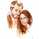 Harry and Meghan coffee watercolor portrait for royal wedding by yulia a. korneva