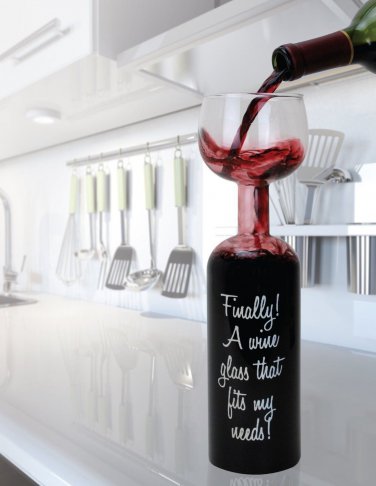 Wine Bottle Glass Holds a Whole Bottle Drink 750ml - Big Mouth Toys
