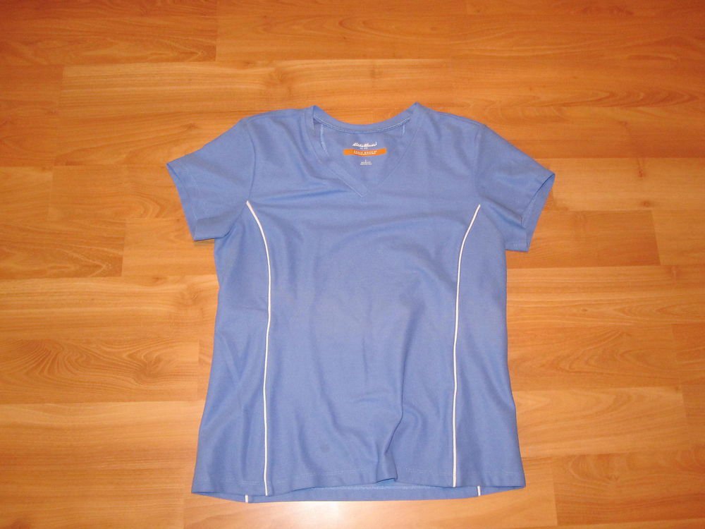 Women's Eddie Bauer Performance Workout Shirt Athletic Top Blue Size L