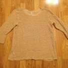 Women's Chico's Tan Knit Long Sweater with Gold Metallic Accents Size: 3