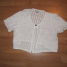 Women's Avenue Cardigan Sweater Single Top Button Closure White Plus Size: 14/16