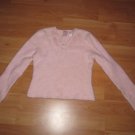 Women's HEART NYLON & ANGORA Sweater w/e Beads Pastel Pink Size: L