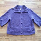 Women's J Jill Lavender Cotton 3/4 Sleeve Button Front Sweater Size: M