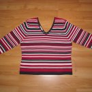 Women's Talbots Striped Sweater VNeck in Front and Back Subtle Bead Accent Sz L