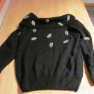 Women's Silk Nylon & Angora Rabbit Hair Sweater With Beads Leaves Sz M *Nice*