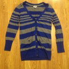 Women's JC Penny Striped Cashmere Blend Long Sleeve Button Front Sweater Size: M