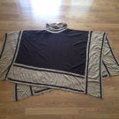 Jones New York Signature Brown & Cream Sweater Cowl Neck Poncho Size: one Size