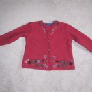 Women's Karen Scott Pure Wool Button Front Sweater Red Size: L