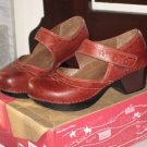 DANSKO Harlow Burnished Red Mary Jane Leather Clog Heels 38 7.5 8 Velco