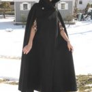 Vintage Long Wool Women s Hooded Cape Coat Size 6  Rhinestone Buttons