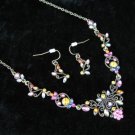 Vintage Crystal Rhinestone Necklace & Earrings Set Signed 'R' Stunning!