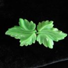 Vintage Bakelite Era Lucite Green Leaf Belt Buckle Clip Dress Sewing