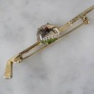 Vintage Intaglio Reversed Painted Domed Crystal Horse Jumper Pin