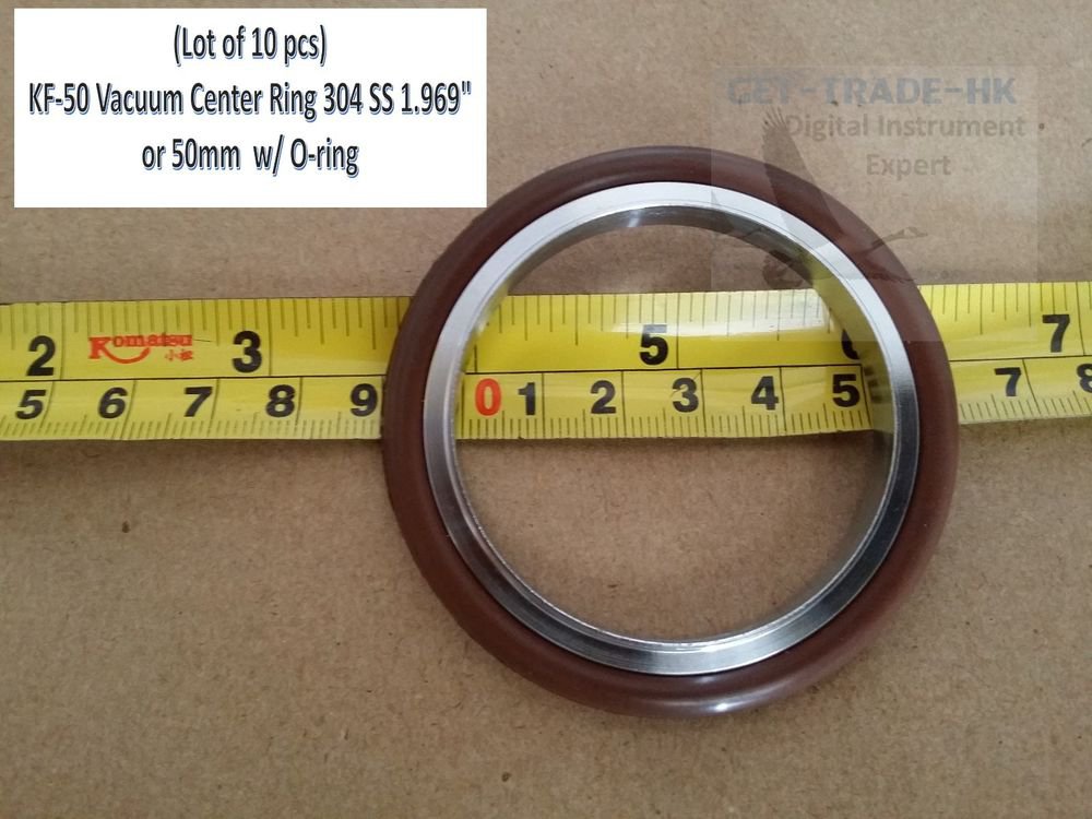 KF-50 NW-50 Vacuum Center Ring 304 SS 1.969" or 50mm  w/ O-ring (Lot of 10 pcs)